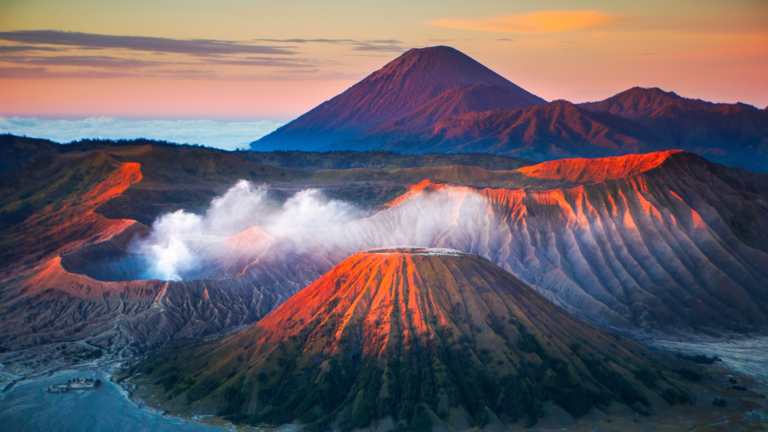 Mount Bromo and Mount Batok at sunrise, East Java